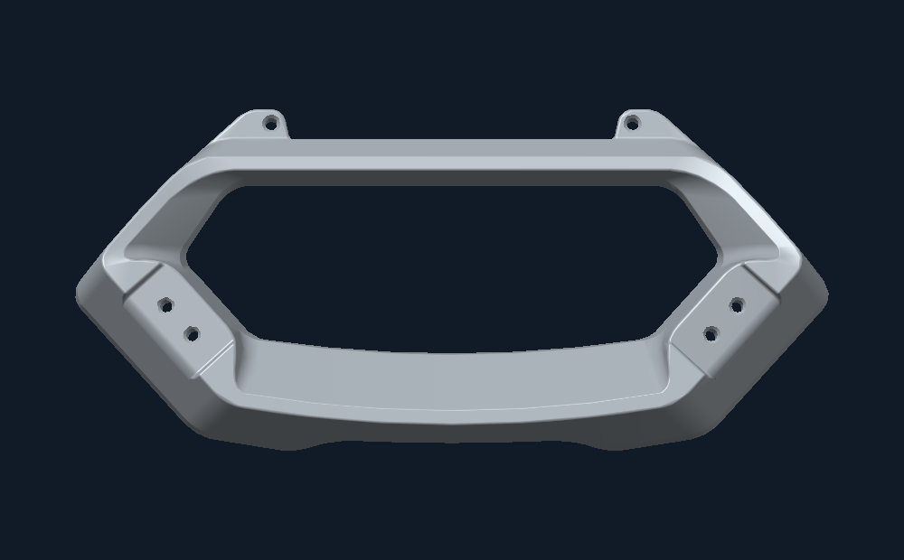 Plan view of the CAD frame bracket, showing the open center and attachment regions.