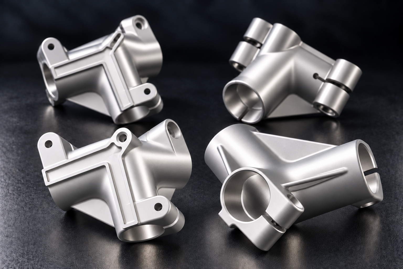 M05–M08 / Four silver aluminum landing-strut junctions